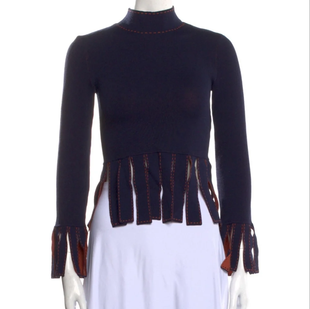 SOLD! STAUD Mika top / mock neck fringe of top - Picture 2 of 6
